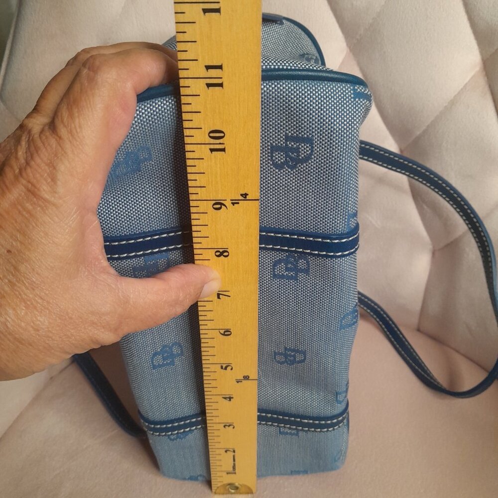 Dooney & Bourke Signature Canvas DB Monogram Small Barrel Shoulder Bag Blue - Picture 10 of 10